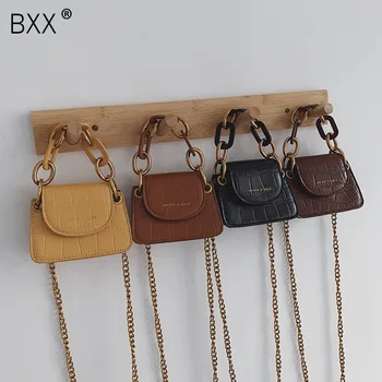 

[BXX] Women Single Shoulder Crossbody Bag All-match 2020 Fashion Brand Designer Crocodile Grain Mini Messenger Chain Bag HG742