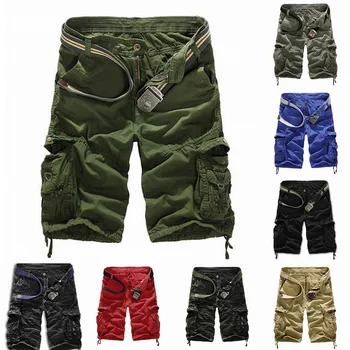 

2020 New Mens Casual Shorts Summer Loose Plus Size Men Shorts Fashion Solid Army Green Military Short Pants New