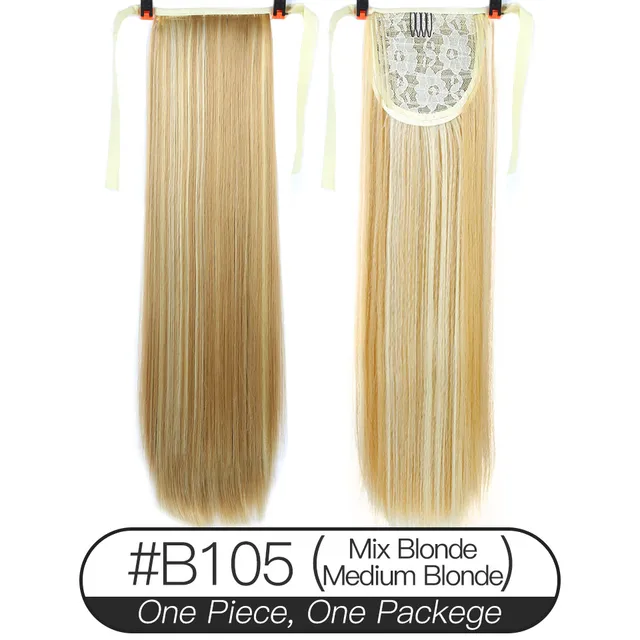 Xnaira Synthetic Fake Hair Pieces Afro Long Straight Drawstring Ponytail  Hair Bun Pony Tail Clip in Hair Ponytail Extensions 105