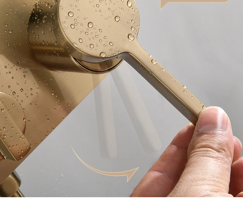 Brushed Gold Shower System  10 Shower Faucet Set Bathroom Rain Shower head and 3-Setting Handheld Shower Head Set (12)