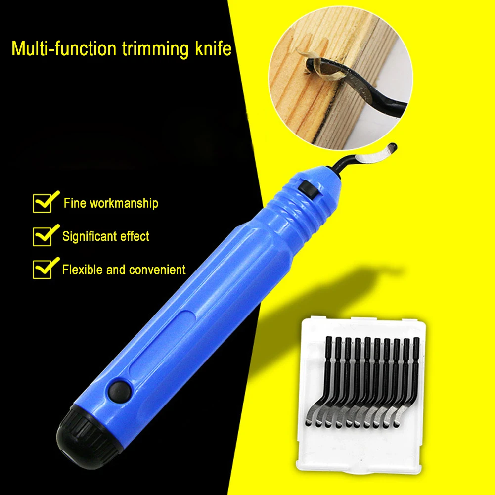 Professional soft Metal Burr Trimming Cutter Edge Removing Tools+10pcs BS1010 Replacement Blade Handheld Portable Deburring Tool |