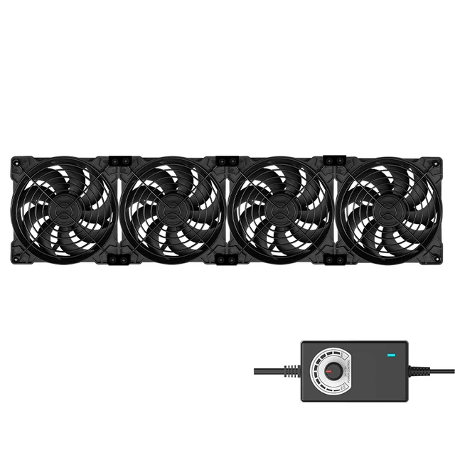 12cm High Speed Large Air Volume 100V 110V 220V Btc Mining Machine Workstation Cabinet 120MM  Server Case Cooling System Fan Kit Hydraulic 4 Fans