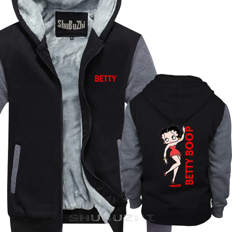black grey Betty Boop классический Boop поза в красном платье Лицензированная Толстовка для мужчин хлопковый пуловер зима осень Мода Топ толстовки sbz5120 - Цвет: black grey