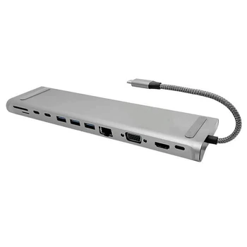 

12 in 1 USB Type C HUB to HDMI USB3.0 Power Adapter for MacBook-Pro Air Dock Notebook HUB Multifunction Type C Expansion