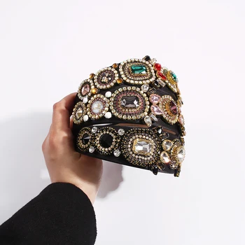 

Women Glass Rhinestone Headband Ladies Crystal Hairband for Girls Retro Headwear Headress Wedding Party Palace Hair Accessories