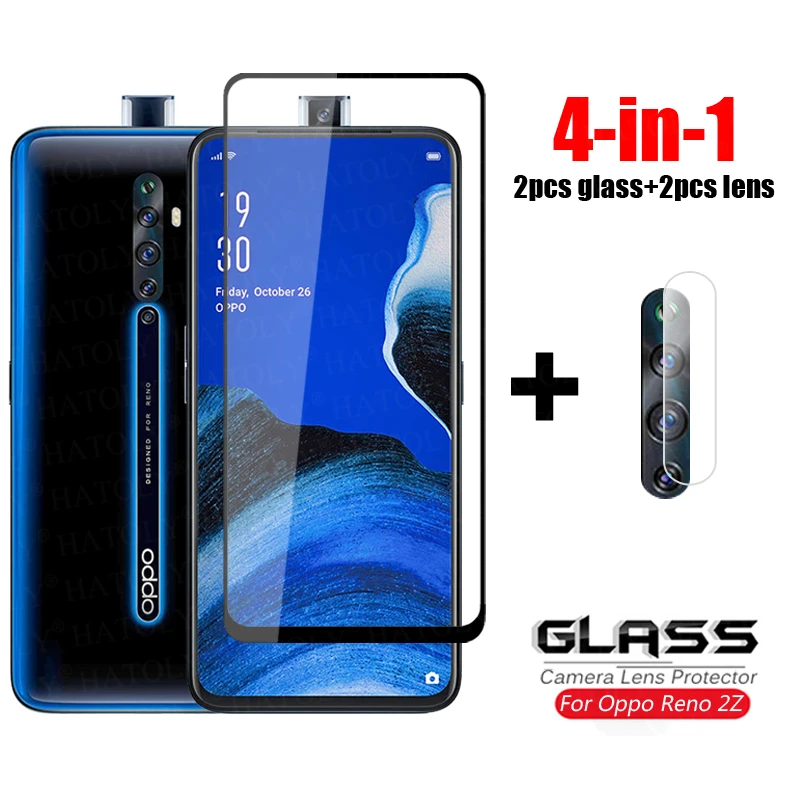 Vidro em reno 2z vidro temperado para oppo reno2 z 2z lcd protetor de tela do telefone hd cola completa capa para oppo reno 2z vidro 6.53