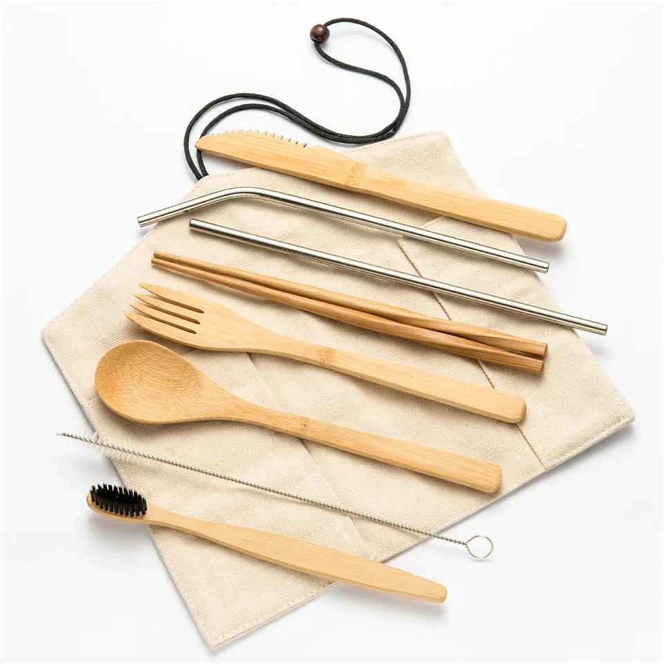 

Portable Cutlery Set Dinnerware Set High Quality Fork Spoon Knife and Toothbrush Chopsticks Drinking Straw for Travel Tableware