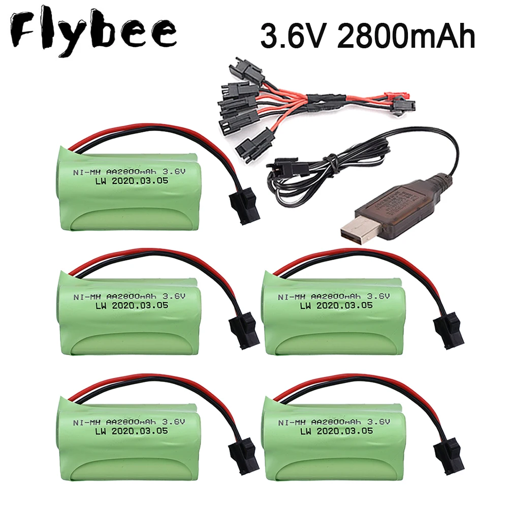 Batteria Nimh 3.6 V 2800 Mah Con Caricabatterie Per Serbatoi Per Auto Giocattolo Rc Treni Pistola Per Barche Robot Ni-Mh Aa 3.6 V 2800 Mah Batteria Ri