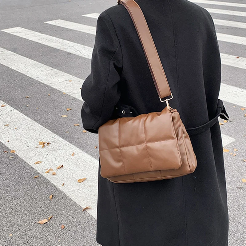 女性用キルティングレザーショルダーバッグ,デラックスコットン