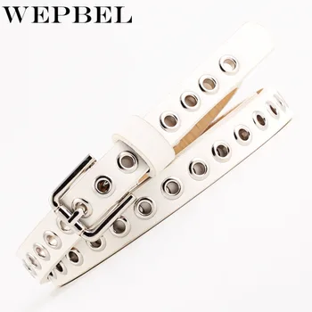 

WEPBEL Women Waist Belt Strap Hollow Rivets PU Leather Strap for Women Slim Waistband Female Ladies Jeans Apparel Accessories