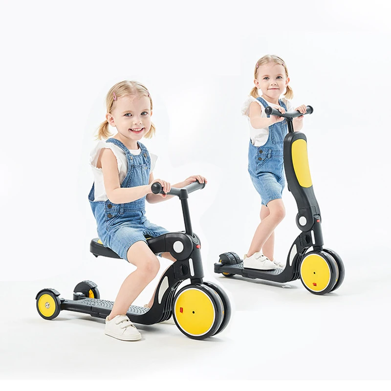 

Protable Multifunction Tricycle Baby Scooter Four Wheel Baby Walker Kids Balance Bike Ride on Cars for Children Trolley 1-6Y