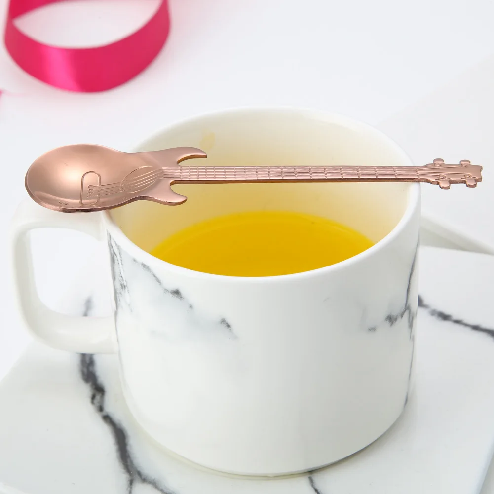 Творческий гитара из мультфильма ложка из нержавеющей стали молочная ложка для льда Кофе сахар чай ложка для перемешивания для дома Кухня столовые ложки