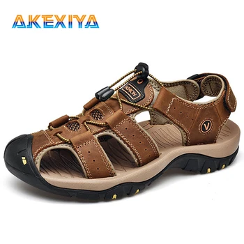 

Summer Men's Sandals Non-slip Soft Sandals Comfortable Men Shoes Genuine Leather Sandals Big Size Outdoor Men Beach Sandals