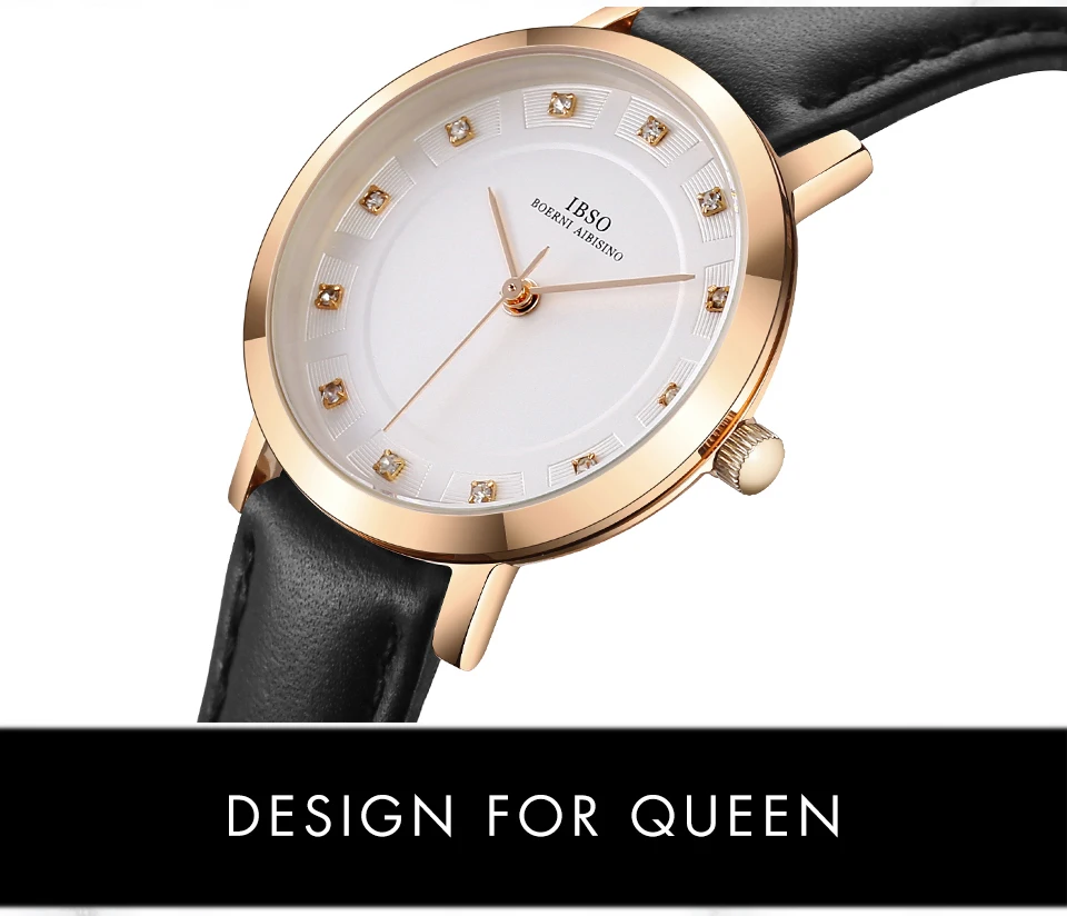 IBSO Брендовые женские часы, кварцевые наручные часы, 8 мм, ультра тонкий кожаный ремешок, кварцевые часы, женские простые часы, Relogio Masculino