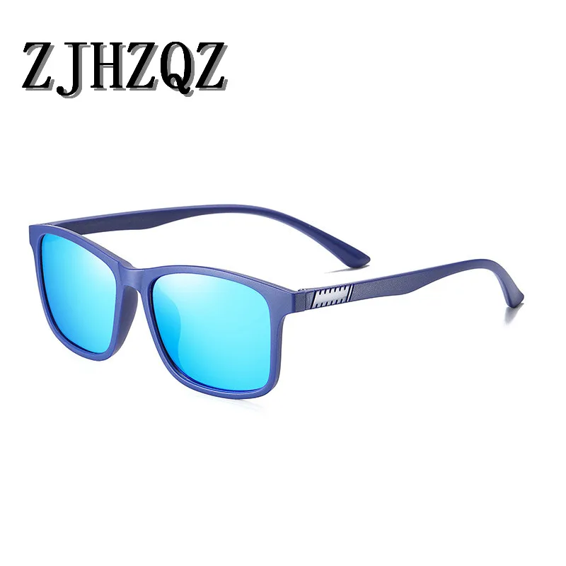 Ice Blue TR90, поляризационные солнцезащитные очки, мужские, модные, для вождения автомобиля, для спорта на открытом воздухе, винтажные, квадратные, ледяные, синие, зеркальные, солнцезащитные очки - Lenses Color: Ice Blue