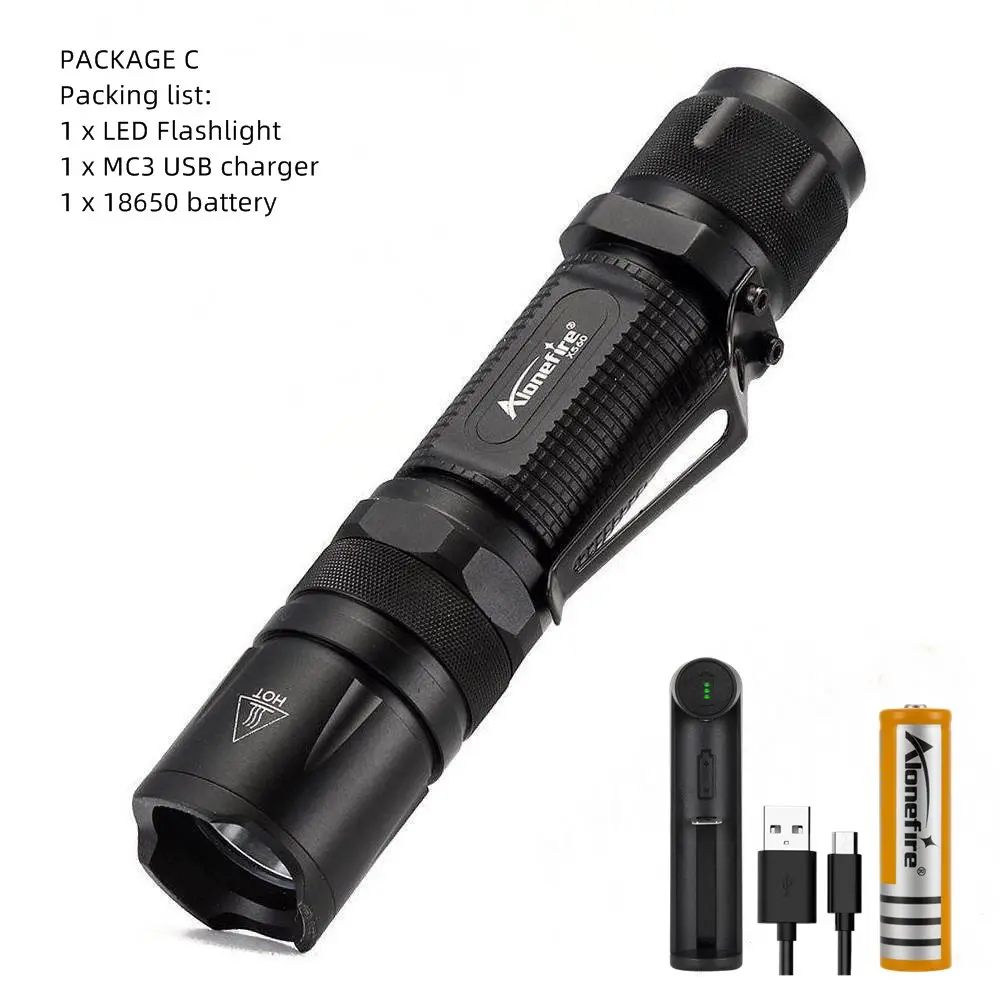 Option C Мощный тактический светодиодный фонарь AloneFire X560 CREE V6, водонепроницаемый фонарь, мигающий фонарь для аккумулятора 18650 - Испускаемый цвет: Option C