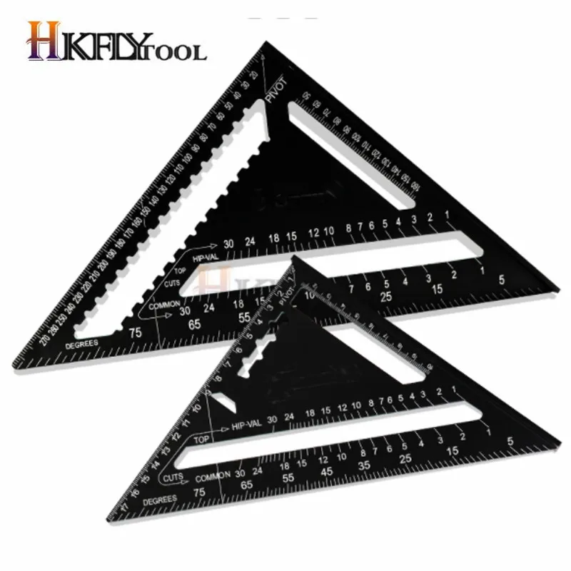 Angle Ruler 7/12 inch Metric Aluminum Alloy Triangle Measuring Ruler Woodwork Speed Square Angle Protractor Measuring Tool