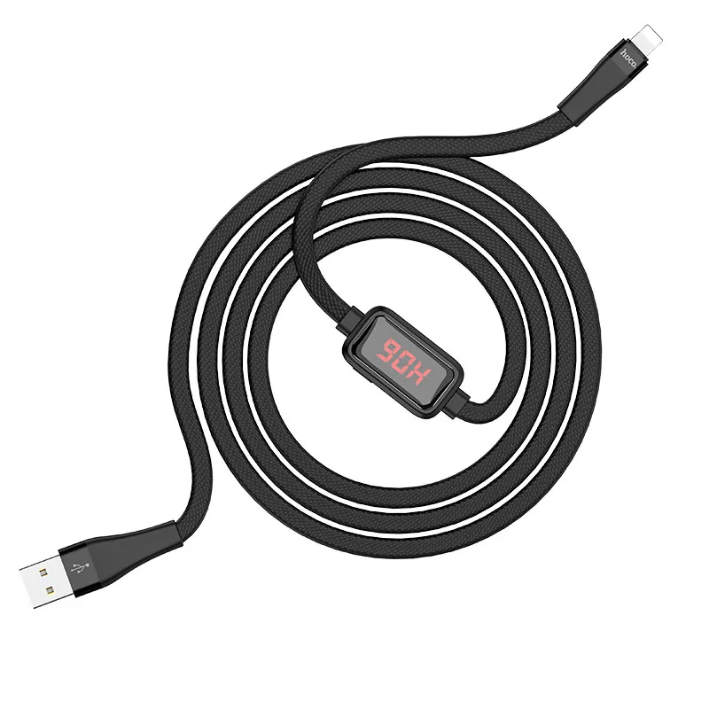 HOCO S4, 18 шт./лот,, светодиодный usb-кабель с цифровым дисплеем для iPhone, кабель типа C, микрокабель для samsung USB-C - Цвет: black