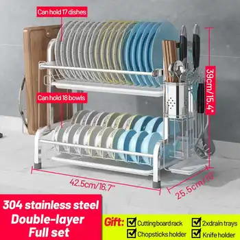 

Stainless Steel Kitchen Organizer Dish Racks Holders Drain Shelf Storage Dish Drying Drain Rack Countertop Organizer for Plate