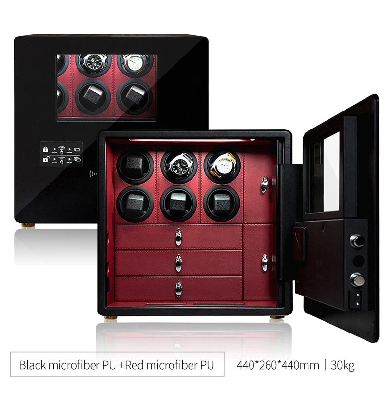 H0fbcc00bad6143968123cb03b1a28924Q Intelligent safe box Watch winder 6 and Jewelry storage with Explosion-proof glass window Theftproof strongbox safety