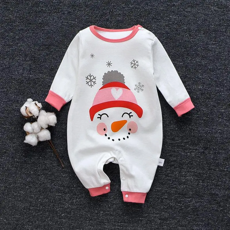 Осенне-зимние комбинезоны для новорожденных; теплый комбинезон с длинными рукавами и героями мультфильмов; рождественские пальто для мальчиков; плотная мягкая одежда; пижамы - Цвет: white