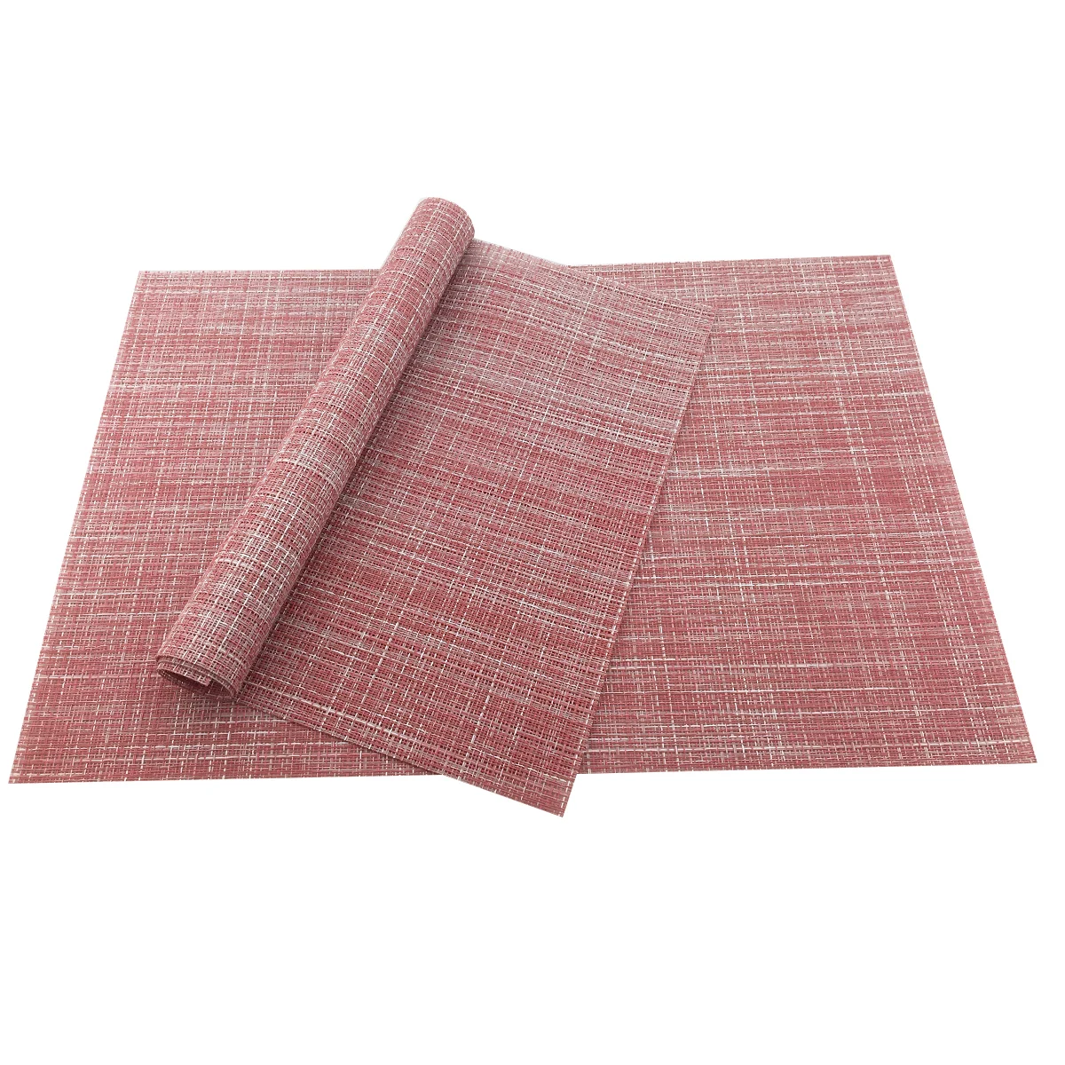 JANKNG 6Pcs Red Brown Vinyl PVC Drink Placement Washable Table Mats Non