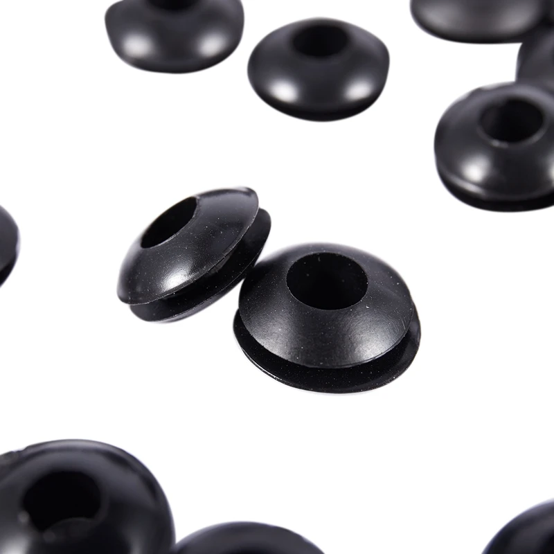 90pcs Black Rubber Grommet Electrical Cable Wire Gasket 1.5mm Groove