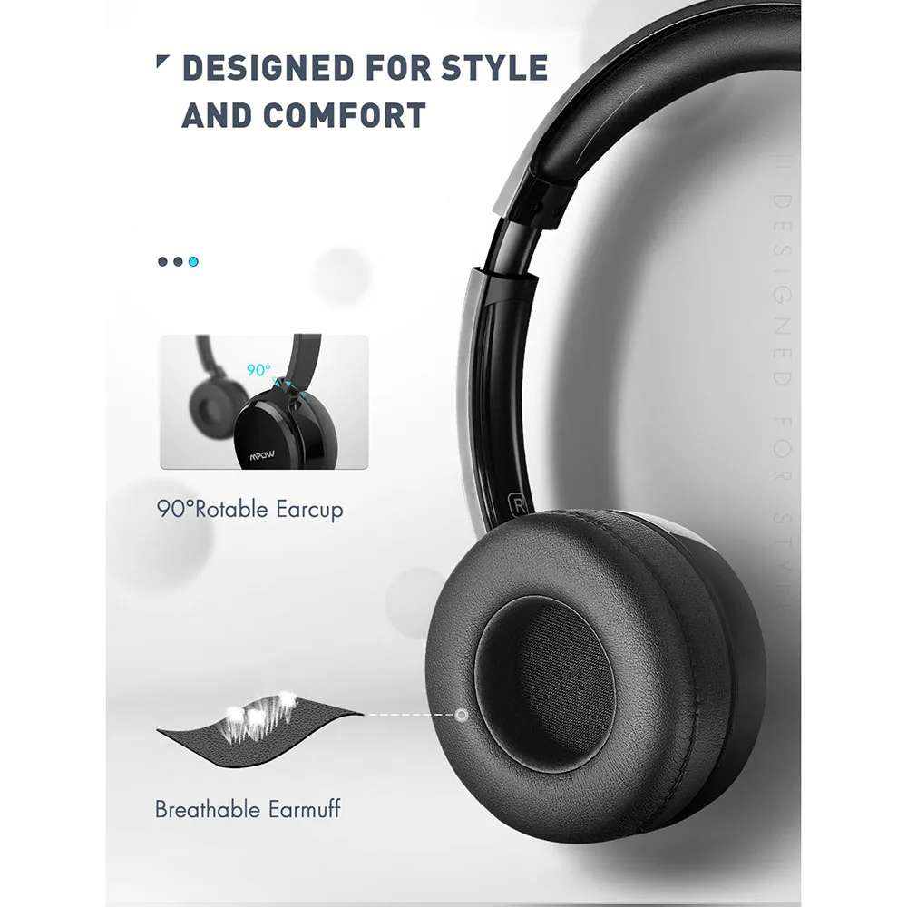 1/2PCS Mpow 071 USB 3.5mm Wired Headset with Noise Reduction Mic In-line Control Protein Memory Earmuff for Skype PC Call Center - Image 5