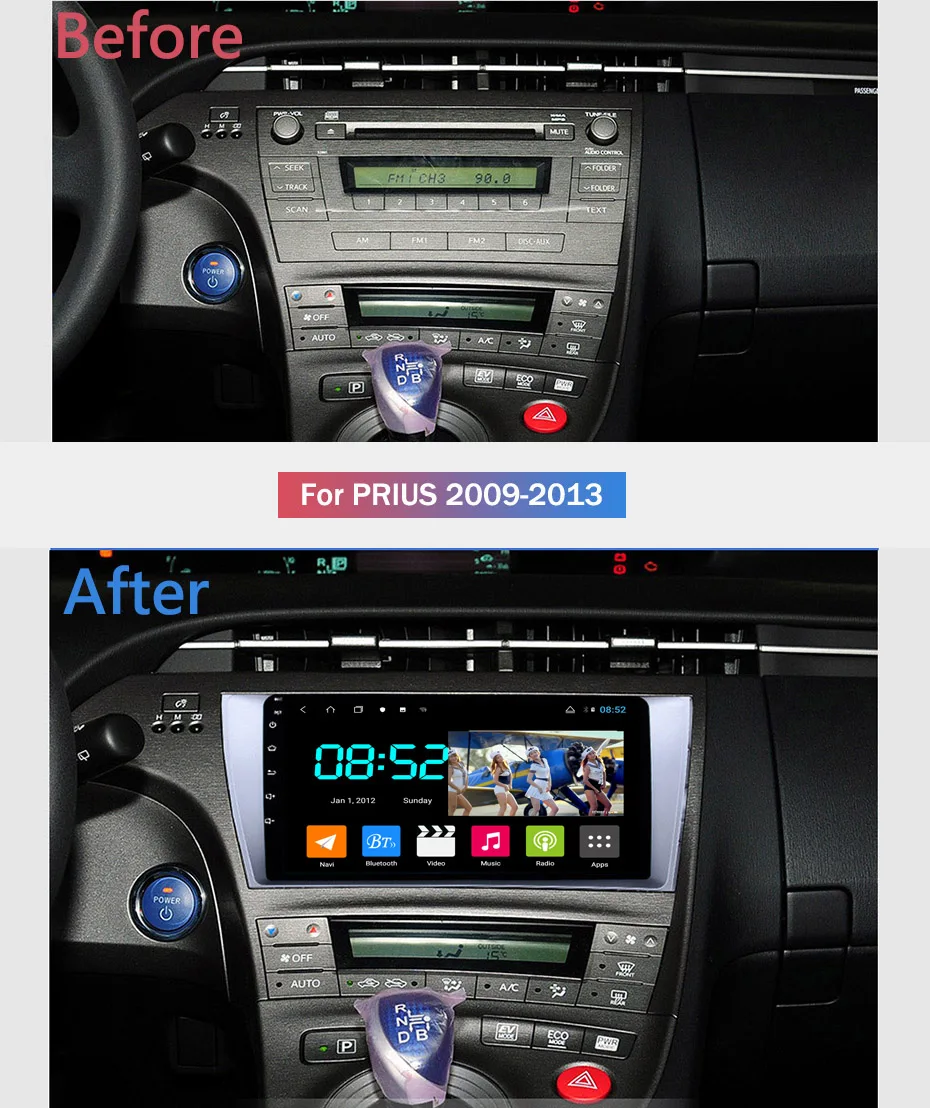 Android 8,1 автомобильный DVD 1din мультимедийная система Navi для Toyota Prius 2009-2013 Автомобильный gps навигатор головное устройство BT SWC wifi