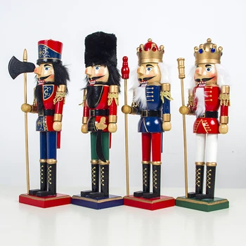 

36x9cm Puppet Nutcracker Christmas Ornaments Desktop Decoration Cartoons Drawing Walnuts Soldiers Dolls Nutcracker Miniatures
