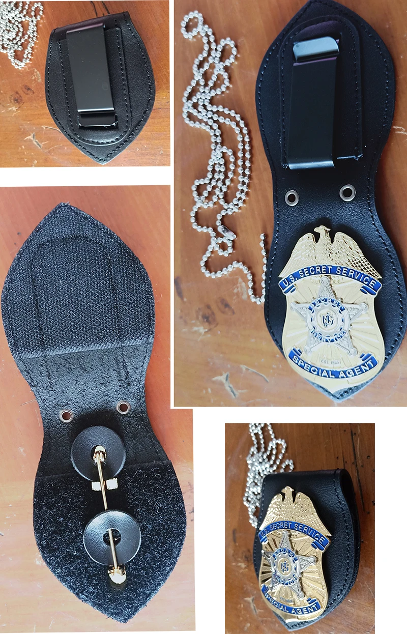 Специальный агент спецслужбы США-tv/Movie Prop pin Back с зажимом для ремня кожаный держатель и ожерелье