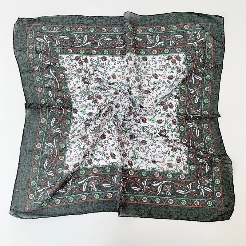 TJ04 Amy Green Печатный шарф с этническим принтом 70 см X 70 см пылезащитный цветочный головной убор кешью шарф Ретро Цветочный мусульманский платок русский хиджаб - Цвет: TJ04 Amy Green
