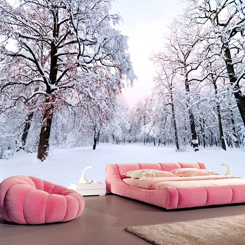 Пользовательские 3D-обои Декор для дома снег лесной пейзаж большое настенное