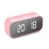 Розовый Цифровой Будильник Bluetooth 5,0 стерео динамик светодиодный зеркало AUX tf музыкальный проигрыватель - Цвет: Розовый