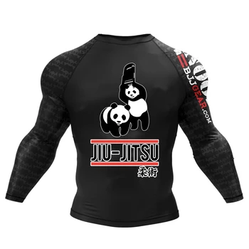 

Full Pinring Panda Design Custom Shirt for MMA BJJ Men Workout Gym Tee Dry Fit Rashguards