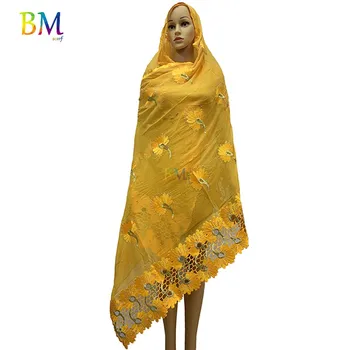 

New African Women Special Scarfs Muslim Women Embroidery 100% Cotton Scarf Party Wedding Scarf BX48