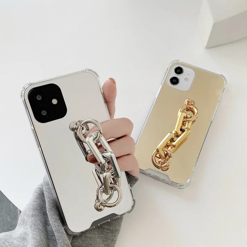 Роскошные зеркальные чехлы с подушкой безопасности для телефона iPhone 12 11 Pro Max 7 8 plus
