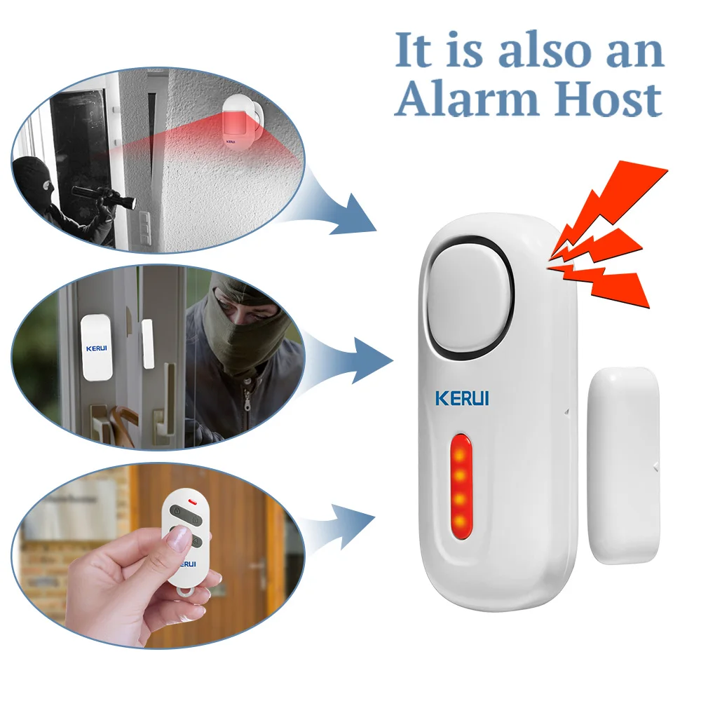 KERUI 120DB Wireless Door/Window Entry Security Burglar Sensor Alarm PIR Magnetic Smart Home Garage System Remote Control Led