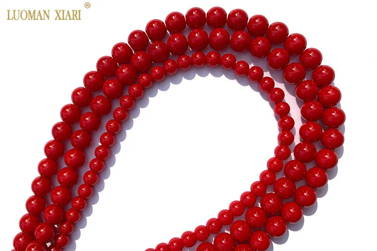 Мимических красных коралловых бусин, крепкие круглые каменные бусины для самостоятельного изготовления ювелирных изделий, браслета, ожерелья 6/8 мм, нить 15 дюймов