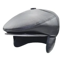 Sparsil, мужские зимние кожаные черные береты, шапка для папы, папы, среднего/старого возраста, Boinas, сохраняющие тепло, утолщенные, модные шапочки для мужчин