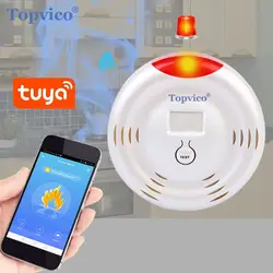 Topvico Wi-Fi детектор дыма Обнаружение пожарного дыма датчик сигнализации Tuya Smart Life APP беспроводной умный дом система безопасности