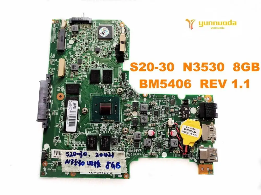 Оригинальный Для Lenovo S20 30 Материнская плата ноутбука N3530 8 Гб BM5406 REV 1 испытанное