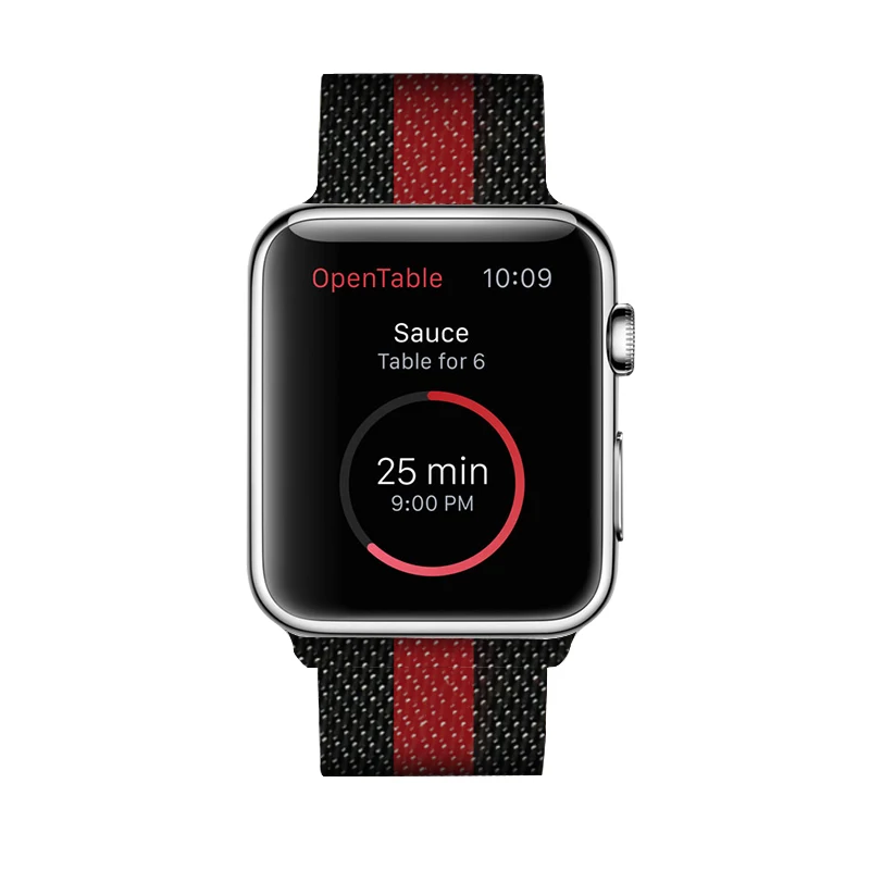 Миланская петля, черный, красный дизайн, для Apple Watch, 42 мм, полосы серии 3, металлическая лента, бразильский ремешок, 40 мм, 44 мм, для Iwatch 4