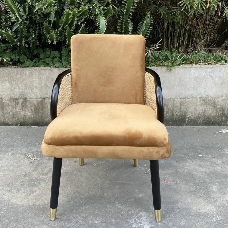 Nordic Solid Wood Armchair Rattan Living Room Chairs Home Furniture Designer Hotel Dining Chair Model Room Negotiation Chair