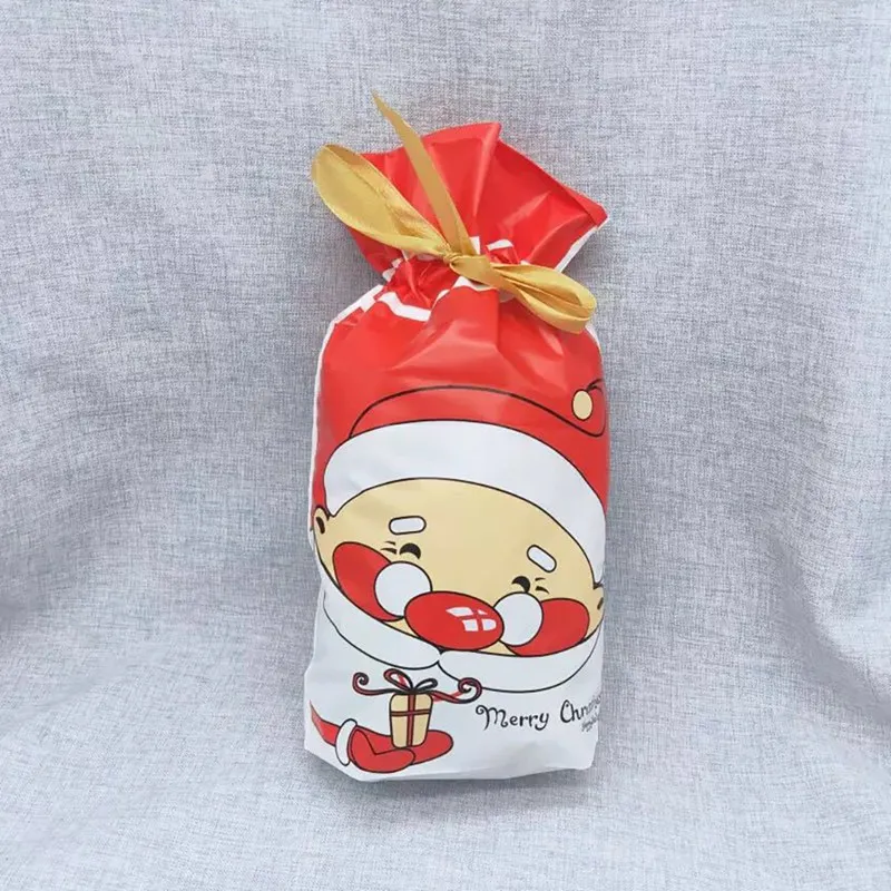 50 Pcs Christmas Candy Bags Cute Santa Gift Bag Pocket Sweet Candy Biscuit Gift Bag