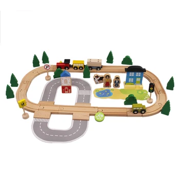 

76Pcs Children Small Train Track Car Toy DIY Assembled Building Blocks City Traffic Track Scene Model Building Kits XMAS Gift
