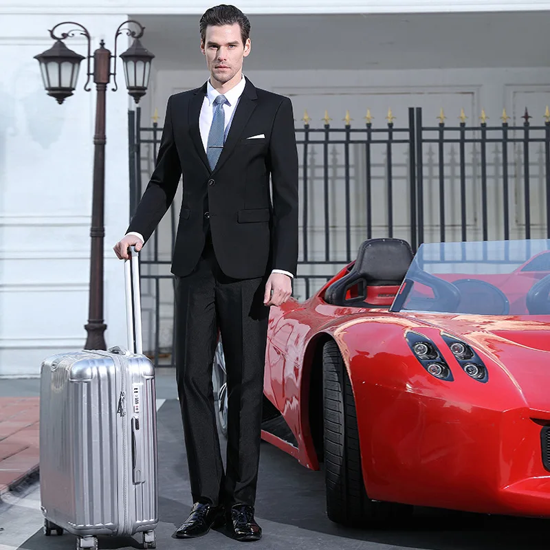 

Wedding groomsman groomsman dress man business work formal suit two piece suit (jacket + pants) black men's suit set custom made