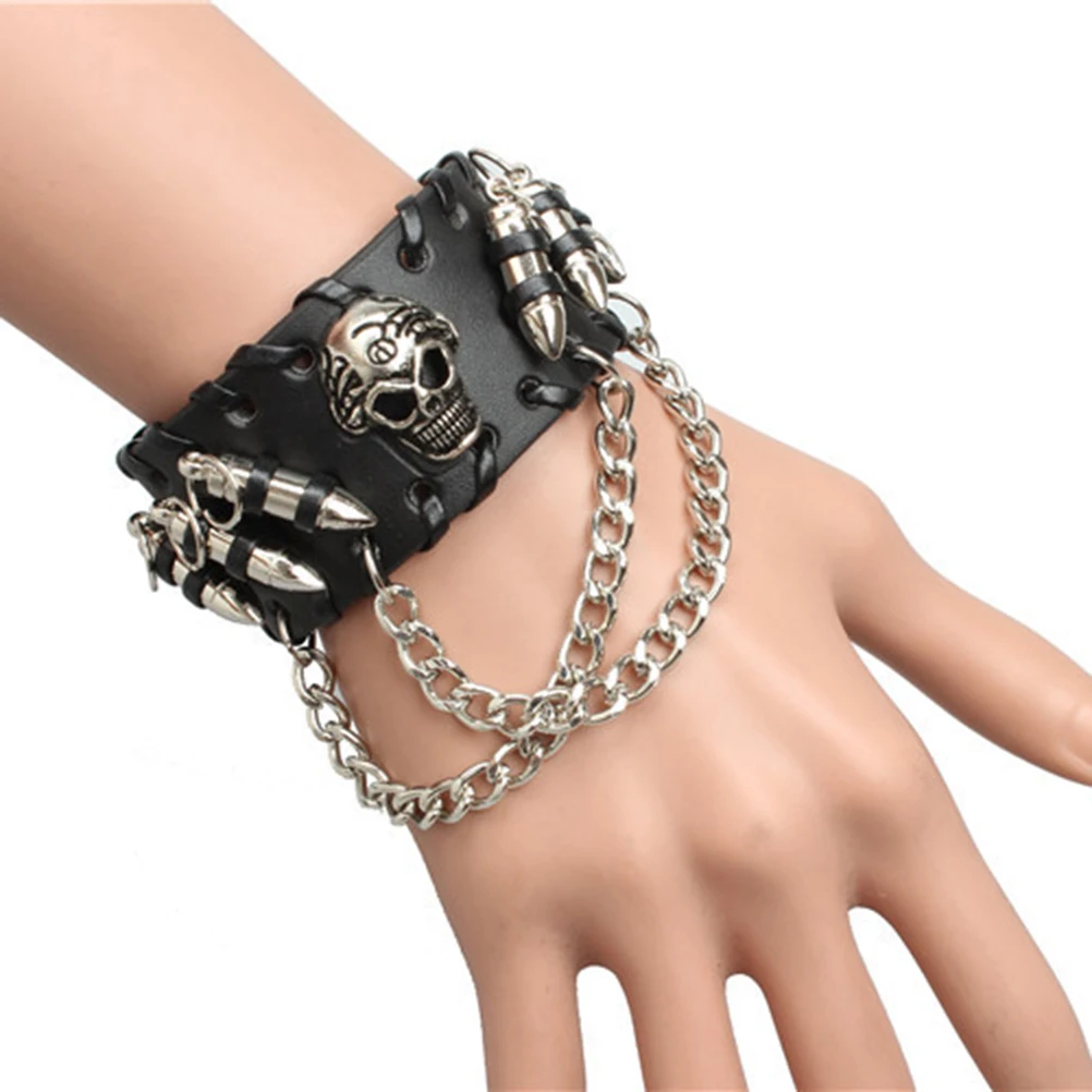 1 шт. черный кожаный браслет украшение на руку панк в стиле рок гот готический