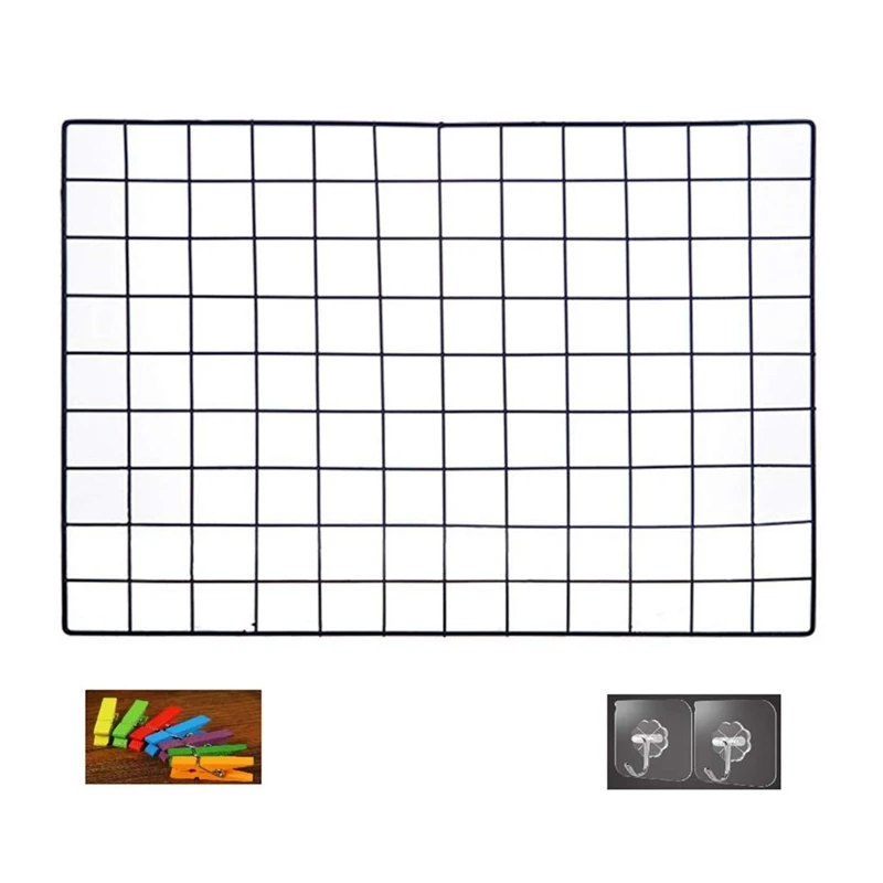 DIY Grid Photo Wall Multifunction Mounted Ins Mesh Display Panel Art Organizer Memo Board with Hook Color Wo | Дом и сад