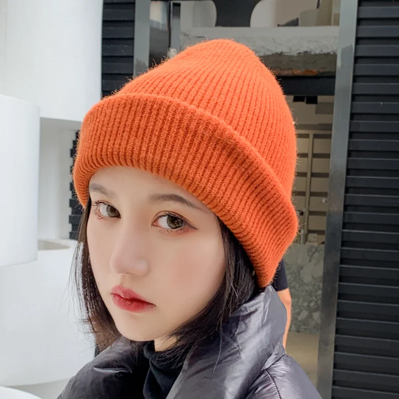 Высококачественная громоздкая шапочка зимняя женская шапка Skullies Beanies вязаная шапка теплая куртка с шерстяной подкладкой для женщин унисекс зимняя Лыжная шапка - Цвет: 1